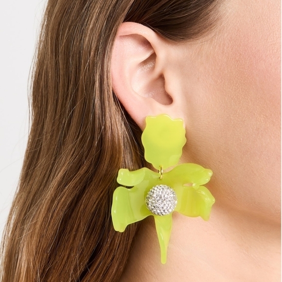 New Lele Sadoughi Floral Chartreuse 300 Earrings NWT - Picture 2 of 6
